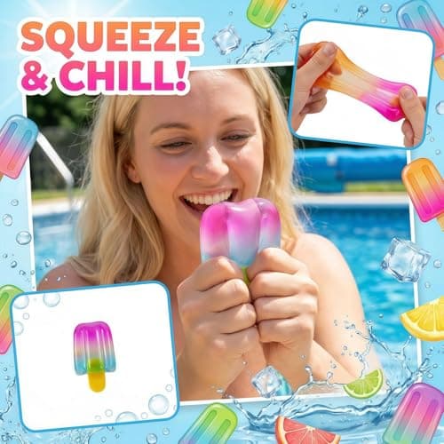 Ice Cream Squishy Toy, Summer Sensory Stress Relief Squeeze Squishy, Popsicle Squishy for Easter Basket Stuffers, Party Favors, Anxiety Relief Everyone, Birthday Gift