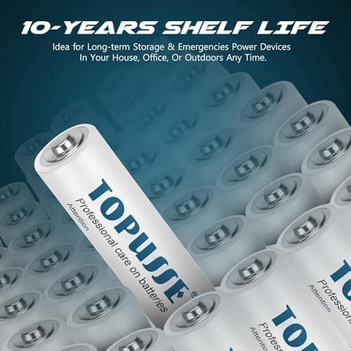 TOPUSSE 60 Pack AA Batteries, Long Lasting Alkaline 1.5v Leakproof Double A Size Battery,10-Year Shelf Life