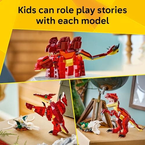 LEGO Creator 3 in 1 Fierce Dinosaur Building Toy for Boys & Girls, Ages 8+ - Gift for Birthdays - Kids Build 1 of 3 Prehistoric Animal Figures - 31379 — view 2