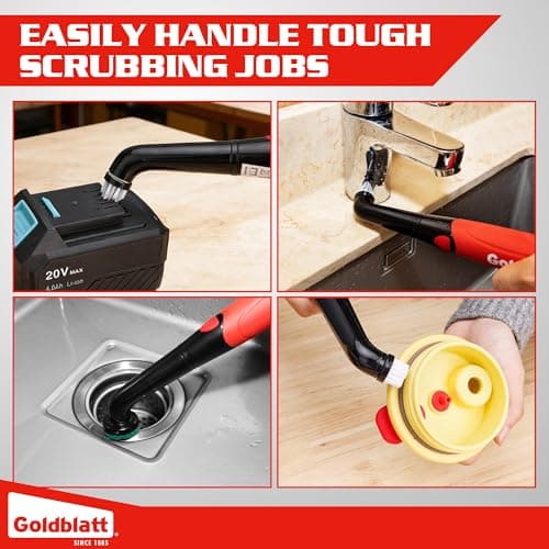 Goldblatt 18-Piece Cordless Electric Spin Scrubber Kit, Handheld Power Brush for Bathroom, Kitchen, Shower, Tile, Grout and Household Surfaces — view 7