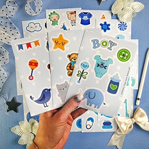 BulbaCraft 100Pcs Boy Stickers for Shower, Newborn Stickers, Shower Favors for Boys, Elephant Decals, Gifts for Women & Men — view 3