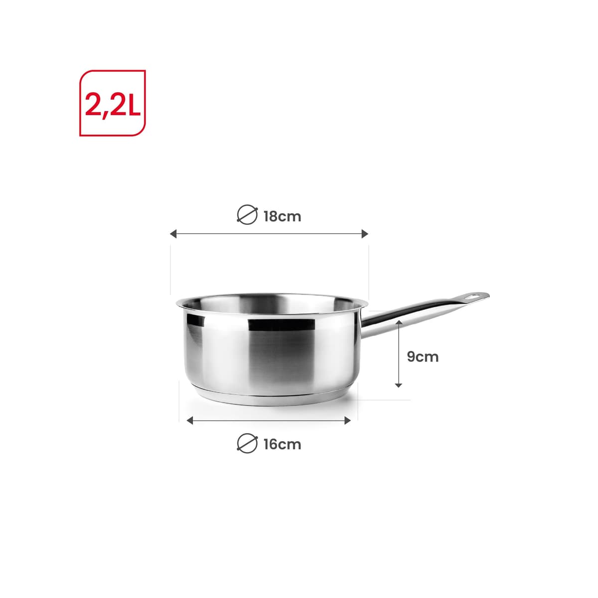 IBILI - Cazo Inox Ebbe 18 Cm, Acero inoxidable 18/10, Apto para induccion — view 2