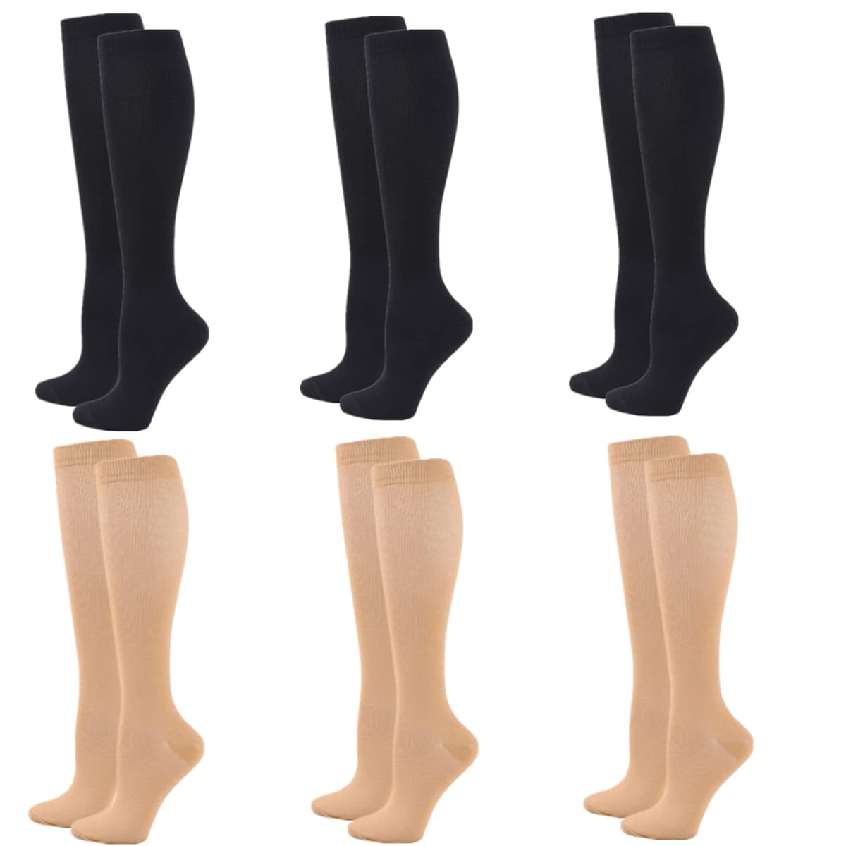 Compression Socks for Women Men, 2/3/4/6 Pairs 20-25mmHg Knee High Socks Compression Stockings for Sport, Athletic, Edema, Diabetic, Varicose Veins, Travel, Pregnancy, Nursing — view 32