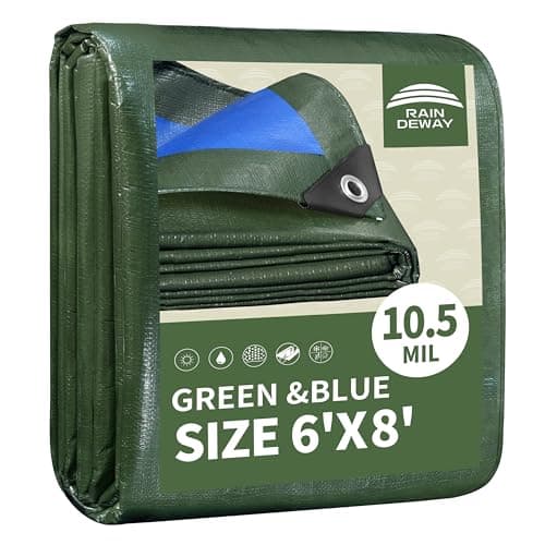 RAINDEWAY 6x8 Feet Tarps Heavy Duty Waterproof 10.5 Mil Outdoor Small Tarp