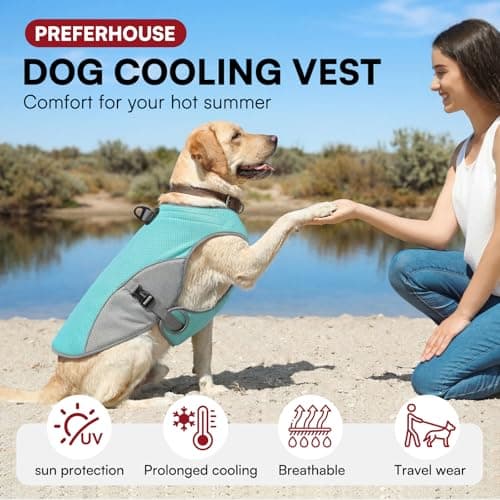 Preferhouse Dog Cooler Jacket for Extra Large Dogs, Dog Mesh Cooling Vest with Reflective Stripe and D Ring, Pet Cooling Jacket for Beach, Hiking, Walking, Blue-XL — view 4