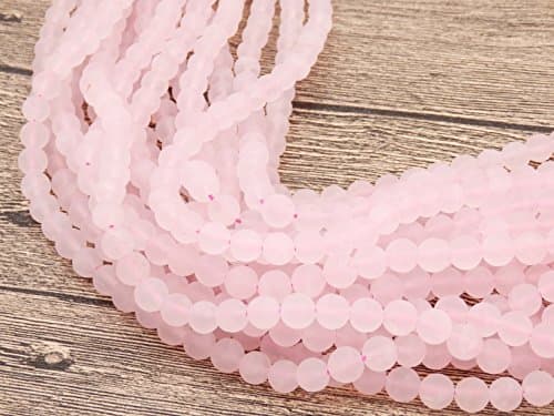 Matte Gemstone Beads for Jewelry Making, Sold per Bag 5 Strands Inside (Matte Rose Quartz, 4mm) — view 3