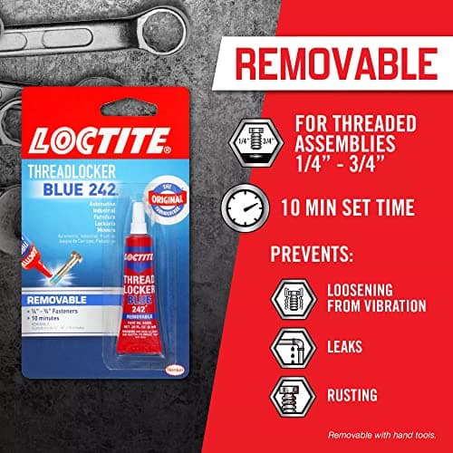 Loctite Threadlocker Blue 242 - Removable Thread Lock Glue for Nuts, Bolts, & Fasteners, Medium Strength Screw Glue to Prevent Loosening & Corrosion - 6 ml, 1 Pack — view 4