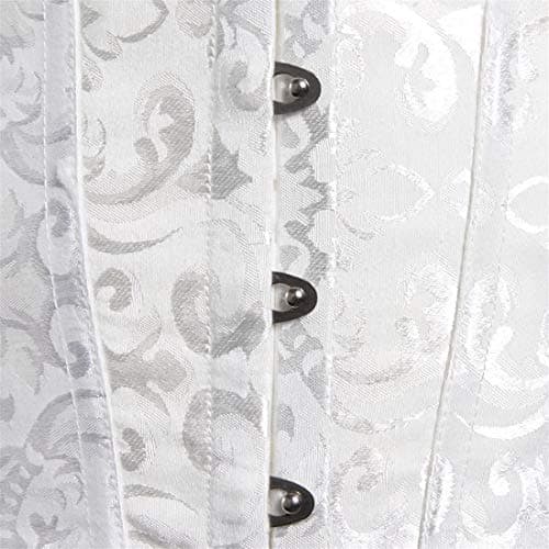 HNGHOU Women's Bustier Corset Top Plus Size Satin Waist Cincher Overbust Bustiers, White-2, Large — view 3
