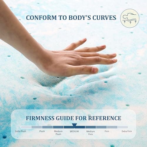 EGO Topper 2 Inch Twin Memory Foam Mattress Topper, Gel Foam Mattress Topper for Pressure Relief, Ventilated Design Bed Topper in a Box, CertiPUR-US Certified, 38"×75", Medium — view 5