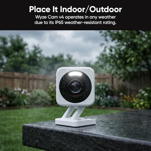 WYZE Cam v4 (Latest Model), 2.5K AI Security Camera, Indoor/Outdoor Cameras for Home Security, Vibrant Color Night Vision, No Subscription Required, Free Expert Help, White — view 4