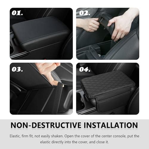 Stacool Upgraded Car Center Console Cover,Microfiber Leather Car Armrest Cover Cushion with 2 Storage Bags,Universal Car Armrest Storage Box (Black) — view 4