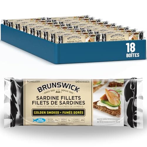 Brunswick Sardine Fillets Seafood Snacks Golden Smoked 92g, 18 Count - Canned Sardines - High In Protein - Contains Omega-3 - Excellent Source Of Vitamin D - Ready To Eat - Naturally Smoked — view 4