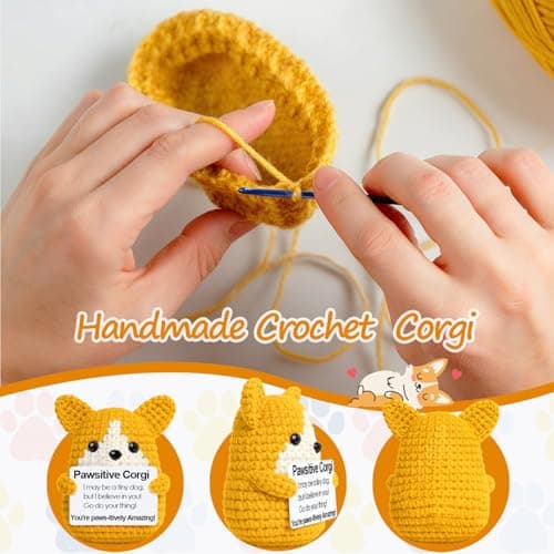 Corgi Gifts for Corgi Lovers Birthday Gifts for Women Men Her Him,Emotional Support Inspirational Stress Relief Crochet Dog for Coworkers Nurses Friend Back to School,Handmade Cute Puppy Desk Decor — view 5