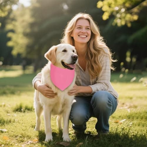 Agroon Blank Dog Bandanas Pink XLarge 1PCS, DIY Solid Cotton Triangle Scarf — view 4