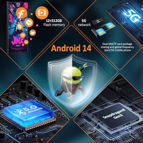 HTDSHFY I26 Ultra Unlocked Cell Phone with NFC, 7000mAh Long Battery Life Smartphone,Built in Pen,6.8" HD Screen 12+1TB Unlocked Phones,5G/Dual SIM/Fingerprint Unlock/Face ID (Sky Blue) — view 3