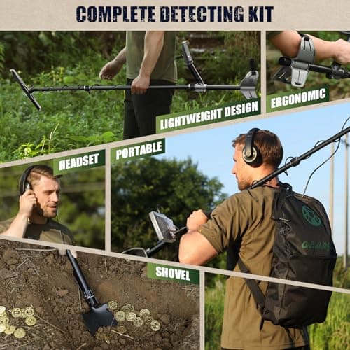 Gbnryg Metal Detector for Adults, Waterproof, 5 Detection Modes, Higher Accuracy 12 Inch IP68 Coil, Larger LCD Display (M55J-Gray) — view 6