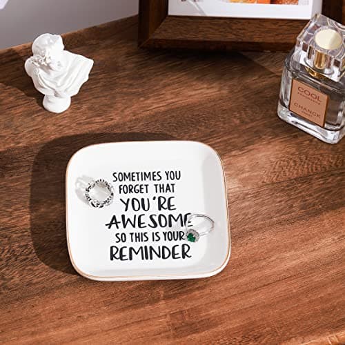 PUDDING CABIN Inspirational Gifts for Women Unique, Birthday Gifts for Women, Sometimes You Forget You're Awesome Ring Dish, Encouragement Gift for Daughter Best Friend Coworker — view 5