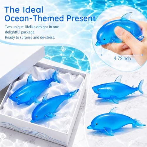2 Pack Blue Shark & Dolphin Squishy Stress Balls, Collectible Figurines — view 5