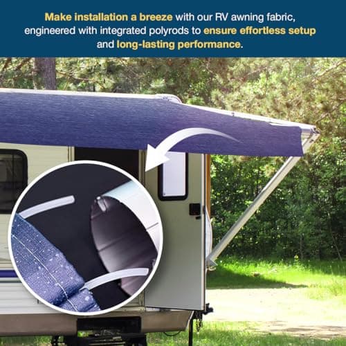 Shade Pro RV Awning Fabric Replacement | Durable Standard Grade Vinyl (17' [Fabric 16' 2"], Solid White) Camper Shade Awning Canopy — view 2