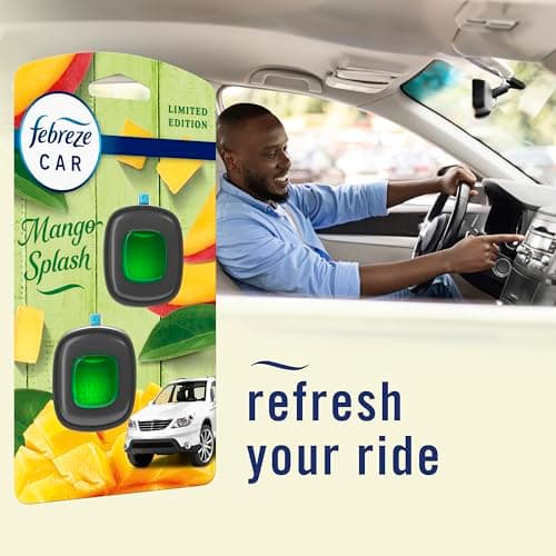 Febreze Car Air Freshener Vent Clip Multipack Mango Splash Scent, Long Lasting Smell Fighter for Strong Odors Car Febreze Clip Automotive Vent Air Freshener 4 Count — view 5