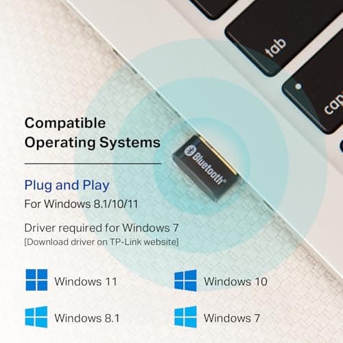 TP-Link USB Bluetooth Adapter for PC - Bluetooth 5.4 Dongle Receiver, Plug and Play, Nano Design, EDR & BLE, Supports Windows 11/10/8.1/7 for Desktop, Laptop, Keyboard, Mouse, etc (UB500) — view 3