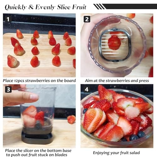 Creative Strawberry & Fruit Slicer - Detachable Cutter with Push Plate (Black) — view 4