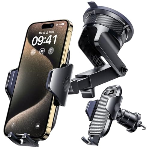 [2026 True Military-Grade] Car Phone Holder VANMASS [Upgraded Strongest Suction & Clip] Cell Phone Mount for Dashboard Windshield Vent Desk, Truck Cradle Stand for iPhone 17 Pro Max 16 15 14 Android