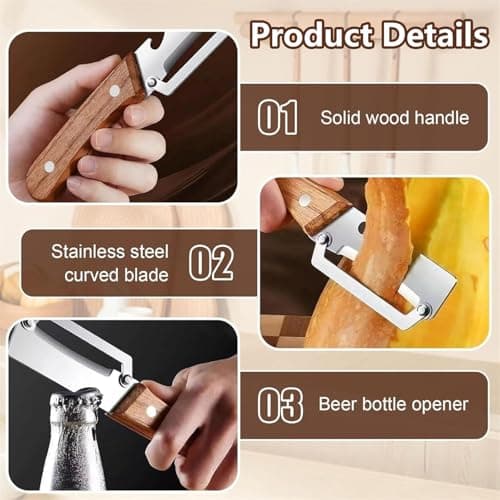 3PCS Zero Snag Wooden Peeler, Zero Snag Wooden Kitchen Tool, Peeler with Bottle Opener, 2-in-1 Multi-Functional Vegetable Peeler for Kitchen, for Fruit Veggie, Includes Bottle Opener — view 4