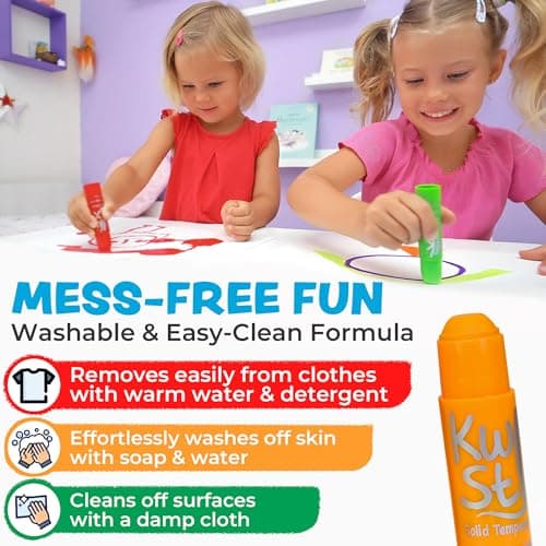 Kwik Stix Solid Tempera Paint Sticks, 24 Colors, Washable Paint Sticks for Kids, Non-Toxic, Quick Drying, Allergen Free, Comes in Classic, Metallic, & Neon Colors, Ideal for Kids and Toddlers — view 3