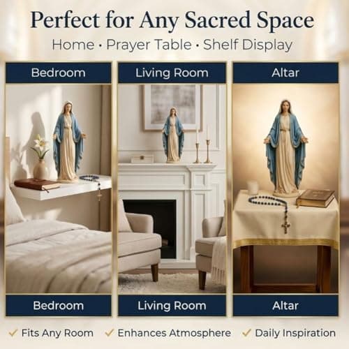 Virgin Mary Collectible Figure, Blessed Mother Madonna Catholic Religious Statue Saint Guadalupe Resin Hand Painted Decor Christian Prayer Altar Gift Home Sculpture(1pc) — view 7