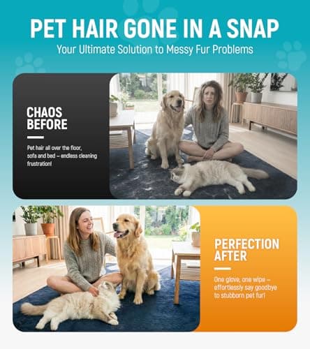 Bispoy Pet Hair Removal Glove for Dogs & Cats - Upgraded Reusable Electrostatic Pet Hair Glove, Pet Hair Remover Tool for Laundry, Couch, Carpet & Car Seat, Gentle Grooming Mitt
