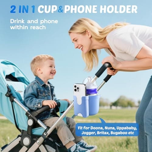 Stroller Cup Holder with Phone Holder, Accessories for Walker Wheelchair