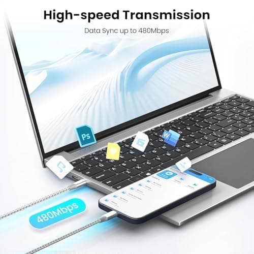 KYEHD USB C Cable，3 Pack 10FT 60W Fast Charging USB C to USB C Cable, Durable Type C Charger Cable for iPhone 17/16/15/iPad MacBook CarPlay and More-Grey White — view 5