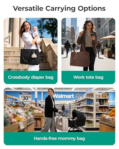 BAGSMART Diaper Bag Tote Puffer Tote Bag Lightweight Baby Bag with Insulated Pockets, Pacifier Case Stylish Multifunctional Hospital Bag for Labor and Delivery,Travel,Work — view 6
