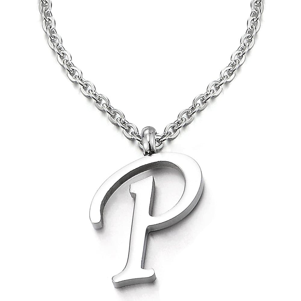 Nombre Inicial Letra del Alfabeto A Colgante, Collar de Mujer Hombre, Acero Inoxidable,50cm Cadena Cuerda — view 5