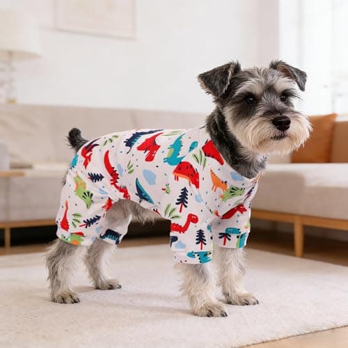 Dog Pajamas Comfy Dog Clothes for Small Dogs, 100% Cotton Dog Pjs Stretchy Breathable, Comfy Soft Pet Onesie Designed for Extra Small Sized Dogs Boy Girl Pet Jammies Outfits (Dinosaurs, XX-Small)
