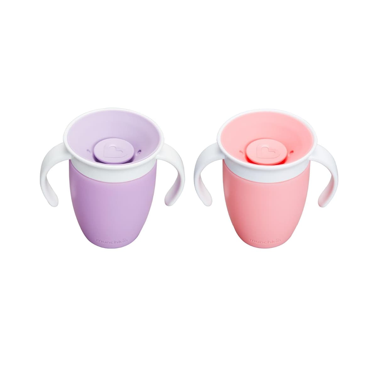 Munchkin Miracle 360 Sippy Cup | Trainer Toddler Cup | BPA Free Baby & Toddler Cups w.Handles | Non Spill | Dishwasher Safe Baby Cup | Leakproof | 6+ Months | 7oz/207ml | 2 Pack |Pink/Purple — view 7