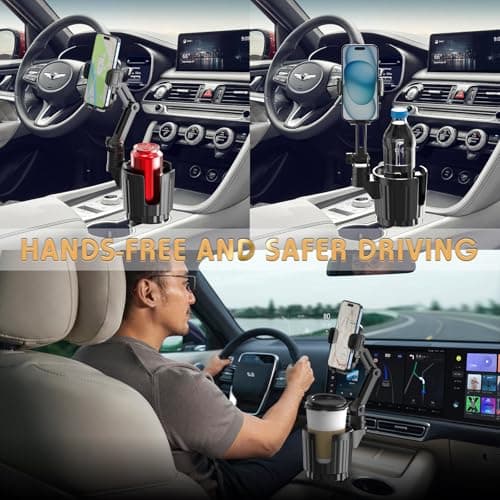 bokilino Phone Holders for Your Car, 2 in 1 Universal Cup Holder Expander Adjustable Base with Phone Mount, Long Arm with 360°Rotation Cup Holder Phones Mount for Car Compatible with All Smartphones — view 6