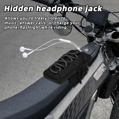 Electric Dirt Bike Bag for Surron LBX Tuttio Soleil 01 Yozma IN10 eRide Pro SS SR S, Waterproof Double Layer Motorcycle Storage Pouch with Adjustable Elastic Band for Phone ID Keys Drinks — view 4