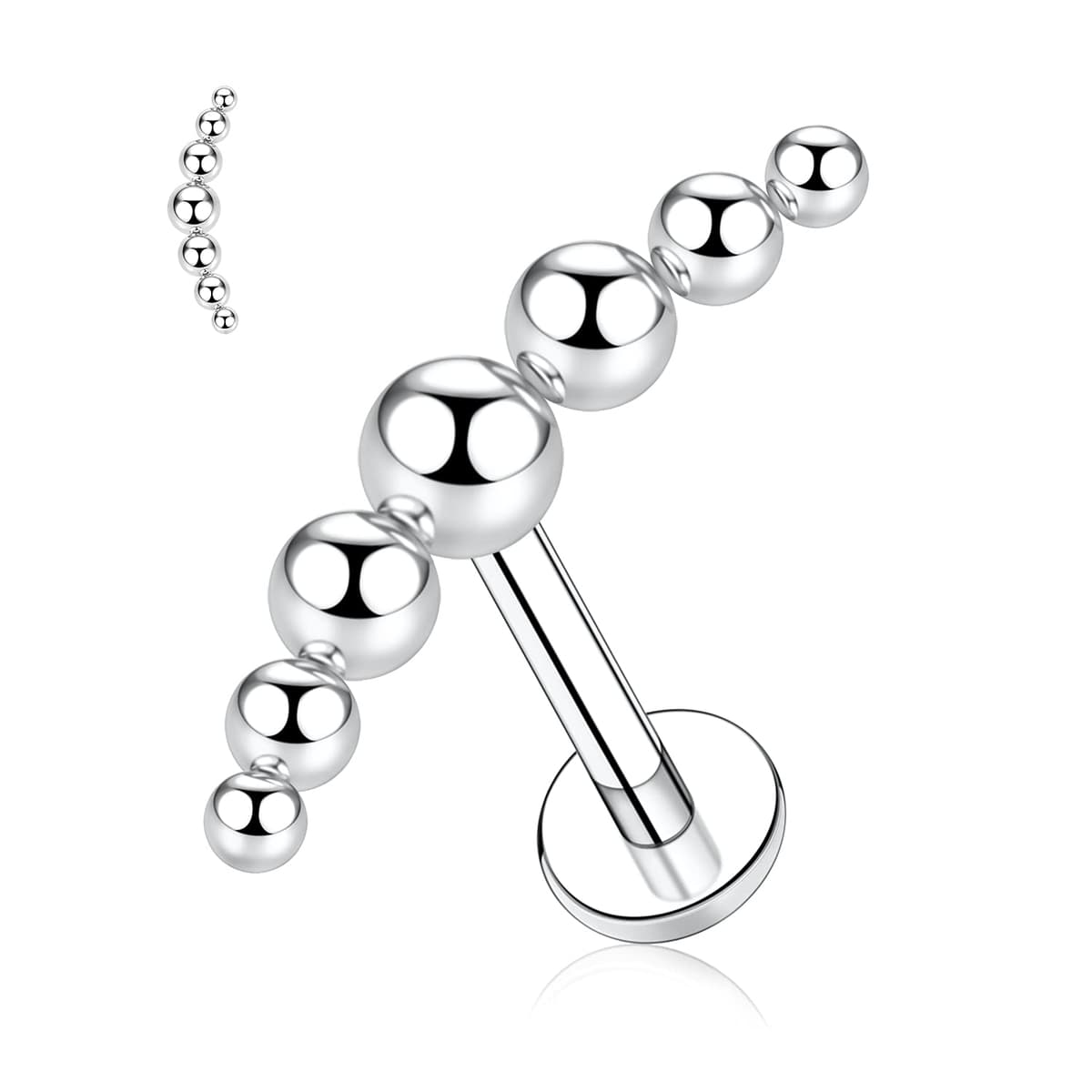 hengkaixuan 16G Titanium Labret Studs - Internally Threaded Flatback - Unisex - Silver - Piercing Jewellery — view 33