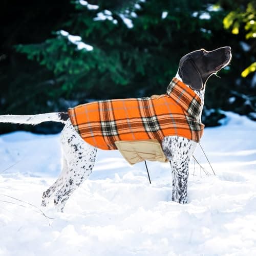 Kuoser Waterproof Dog Coat, Reversible Dog Jacket for Large Dogs, Adjustable Durable Doggie Winter Coat for Groowing Puppies Warm Puppy Cold Weather Apparel, Orange XS — view 5