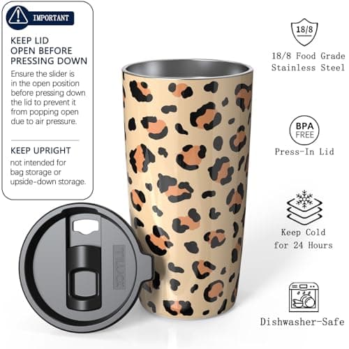 TILUCK 20 oz Insulated Coffee Tumbler with BPA-Free Lid