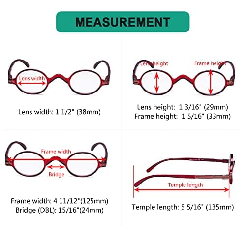Eyekepper Readers Spring Temple Vintage Mini Small Oval Round Reading Glasses Red +4.0 — view 2