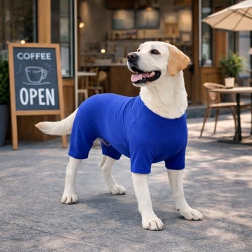 ADKLHX Dog Full Bodysuit – Stretchy Yoga Fabric 4-Leg Dog Pajamas, Breathable & Lightweight Dog Onesie for Indoor & Outdoor, Shedding Control & Travel Wear Royal Blue 2XL — view 3