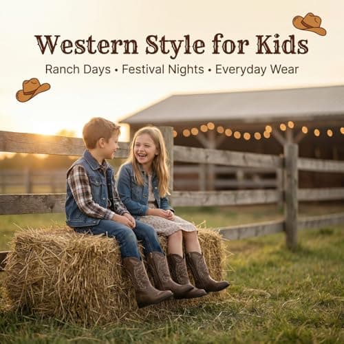 Kids Cowboy Boots Cowgirl Boots For Girls & Boys, Dark Brown Western Cowboy Boots With Side Zipper, Pu Leather Round Toe Little Kid Boots — view 6