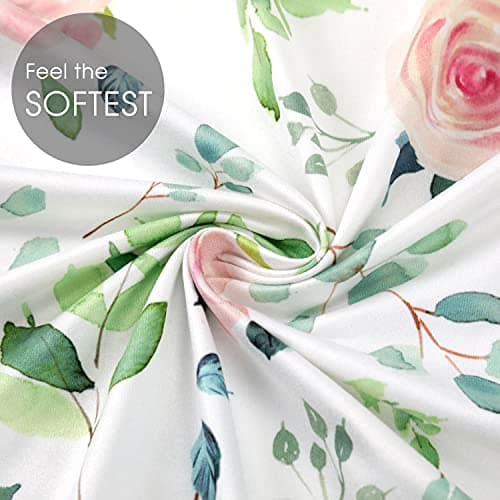 GRSSDER Stretchy Ultra Soft Jersey Knit Fitted Pack n Play Sheets Set 2 Pack, Portable/Mini Crib Sheets, Snug and Safe Playards Sheet for Baby, Pink Rose Stylish Print — view 6