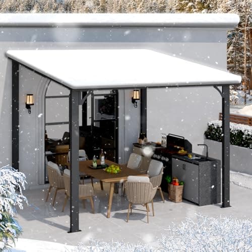 U-MAX 10' x 10' Hardtop Gazebo Outdoor Pergola, Heavy Duty Lean to Metal Pergolas and Gazebos Clearance, Wall-Mounted 10x10 Gazebo Galvanized Steel Patio Roof Awning — view 5