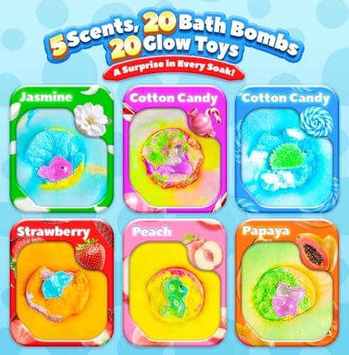 Bath Bombs for Kids with Surprise Inside, 20 Pack Handmade Bath Bomb Gift Set with Glow-in-the-Dark Toys, Fizzy Bath Balls for Fun, Great Christmas Gift or 2025 Advent Calendar for Boys & Girls — view 2