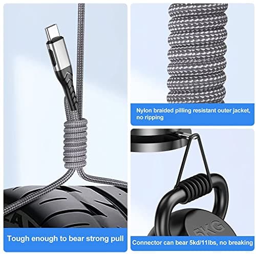 Durcord USB C Cable, Upgarded 2Pack 10ft Fast USB Type C Charging Cable for Android/Phone/Pad/Laptop, Type C Charger Braided USB Cable Compatible withi Phone 17/16/15/Pro/Plus/Max/Sam.Sung-Silver — view 3