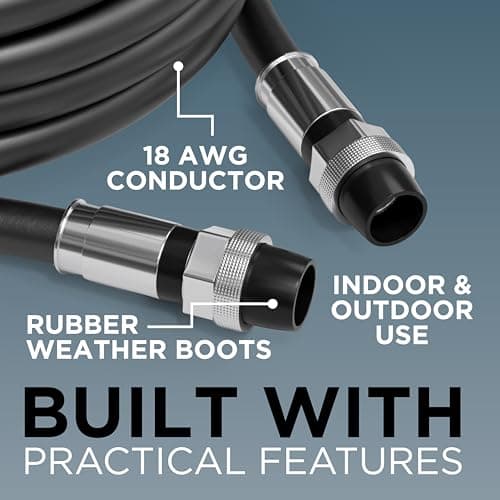 THE CIMPLE CO 125' Feet, Black RG6 Coaxial Cable with Rubber booted - Weather Proof Indoor/Outdoor Rated Connectors, F81 / RF, Digital Coax for CATV, Antenna, Internet, Satellite, and More — view 3